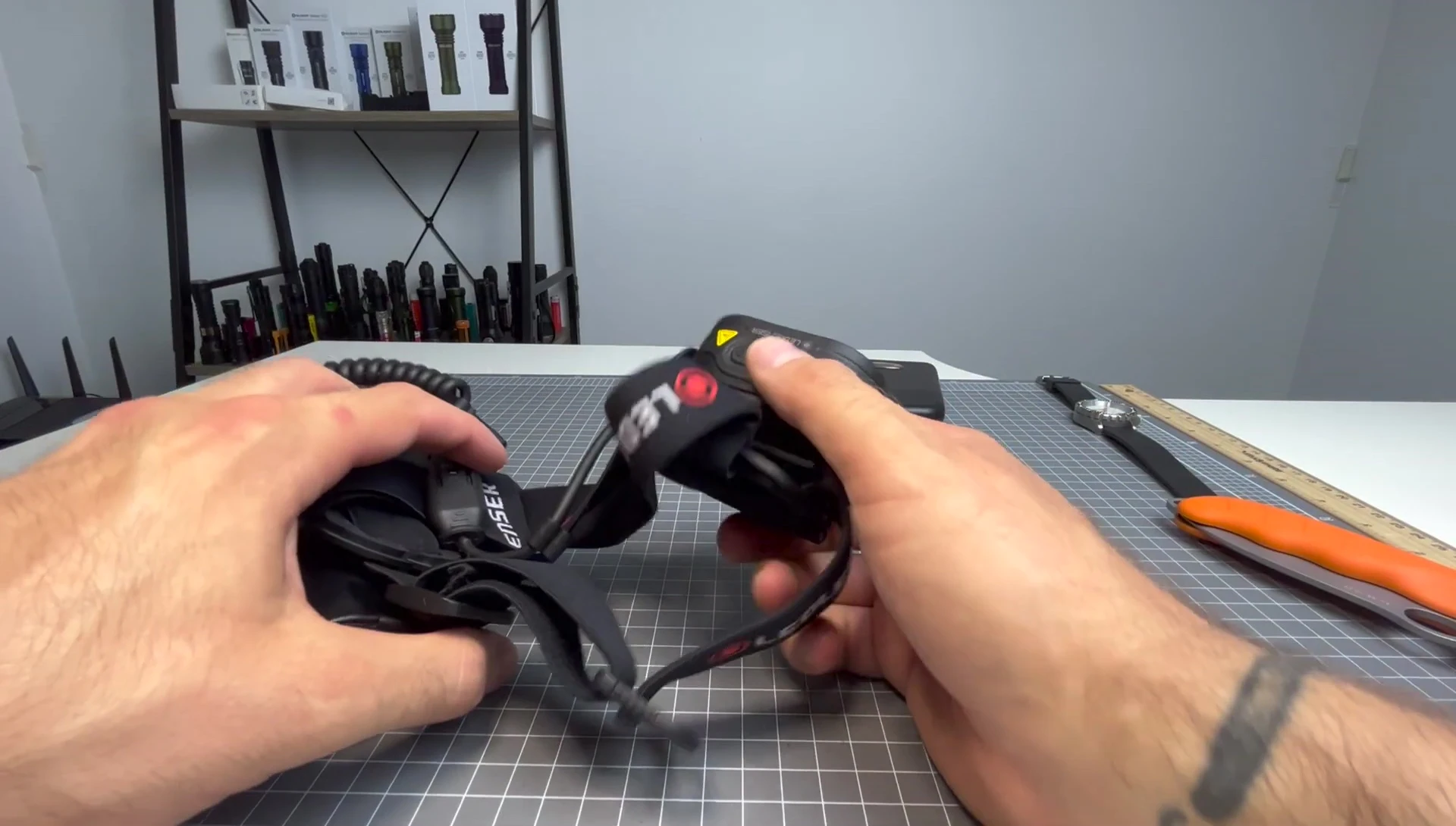 The headlamp showing 3500-lumen output (combined beams).