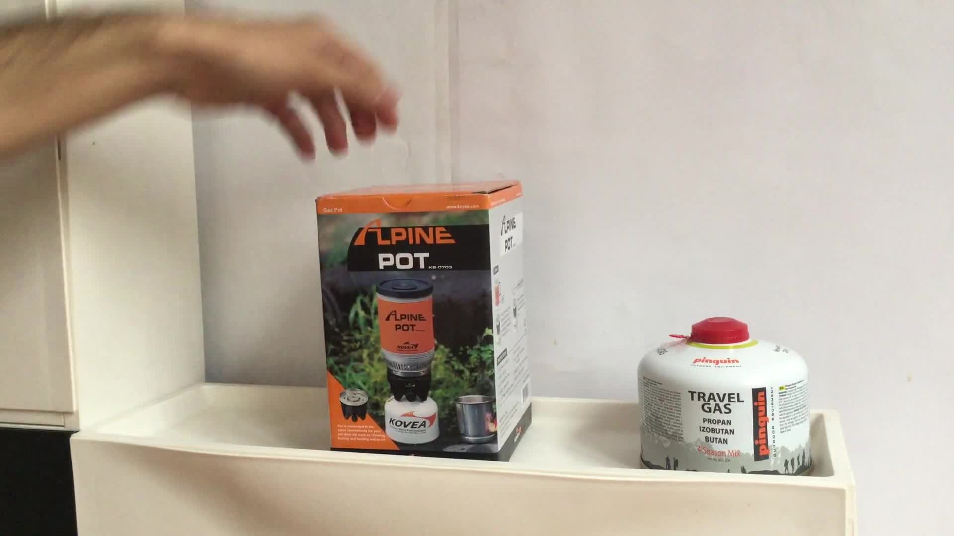 Initial unboxing of the Kovea Alpine Pot, showing the packaging.