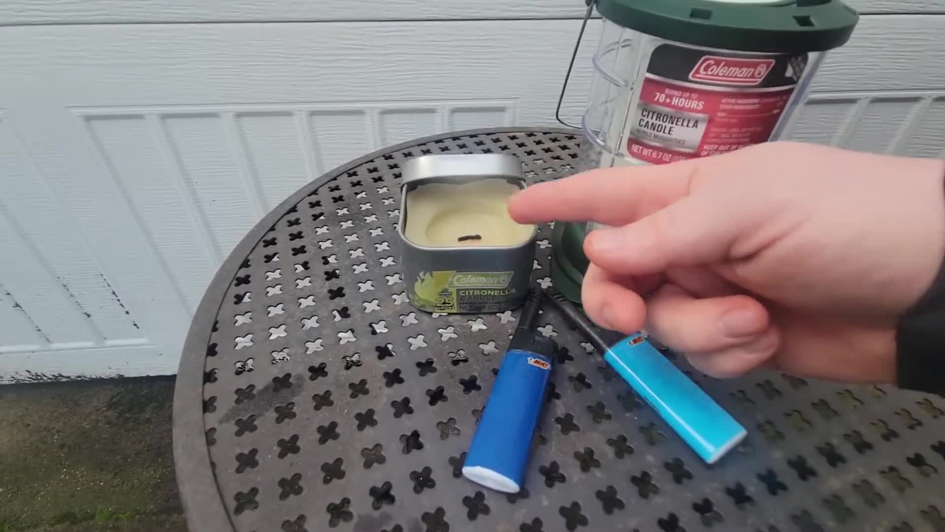 The older, smaller Coleman citronella candle.
