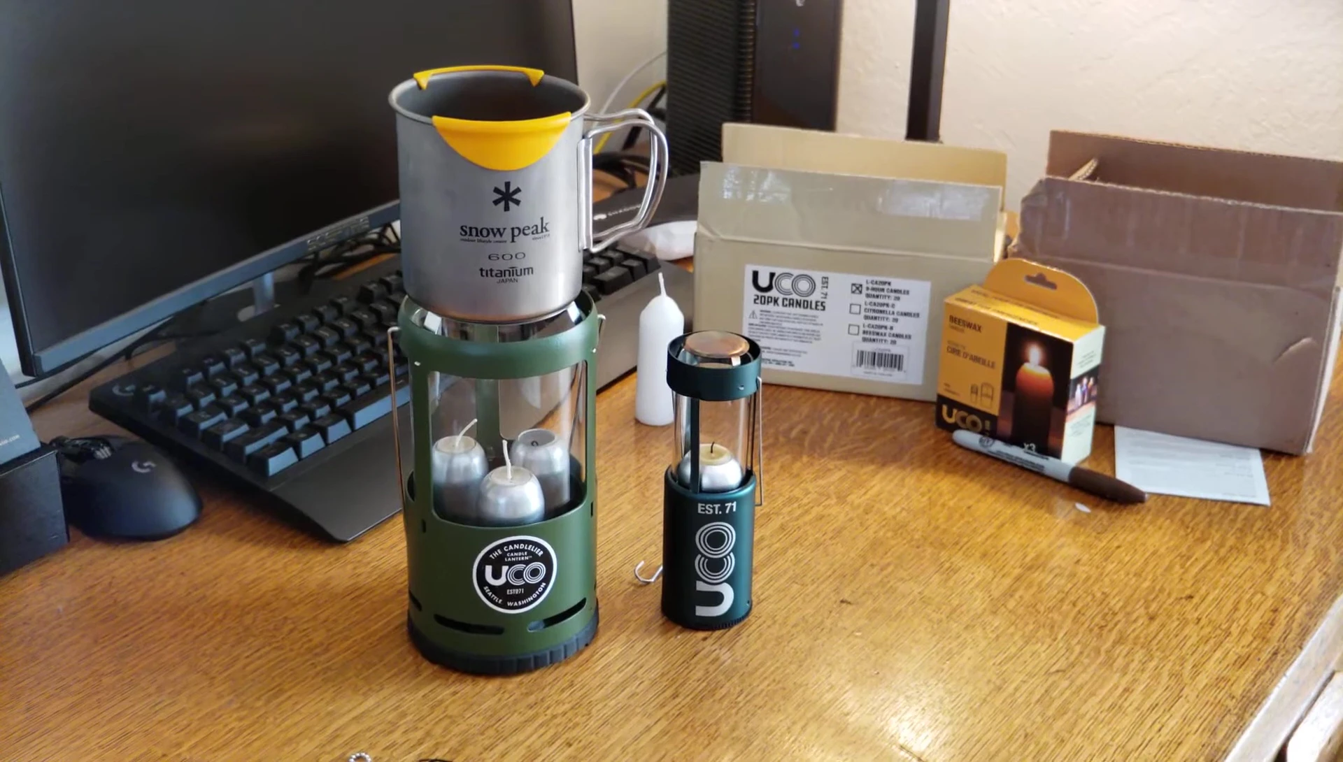 The reviewer highlighting the heat generated by the larger lantern.