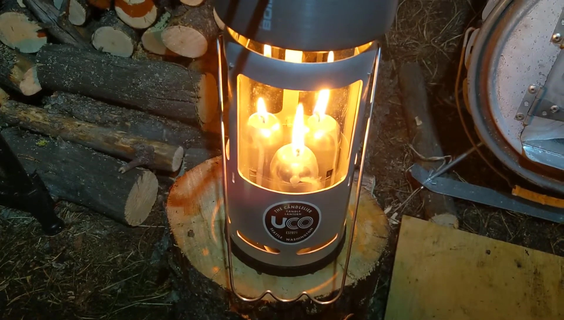 Close-up of the UCO candles used in the lantern.