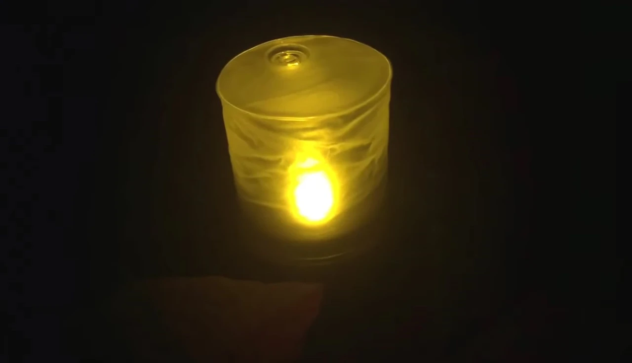 A shot emphasizing the waterproof nature of the Luci candle.