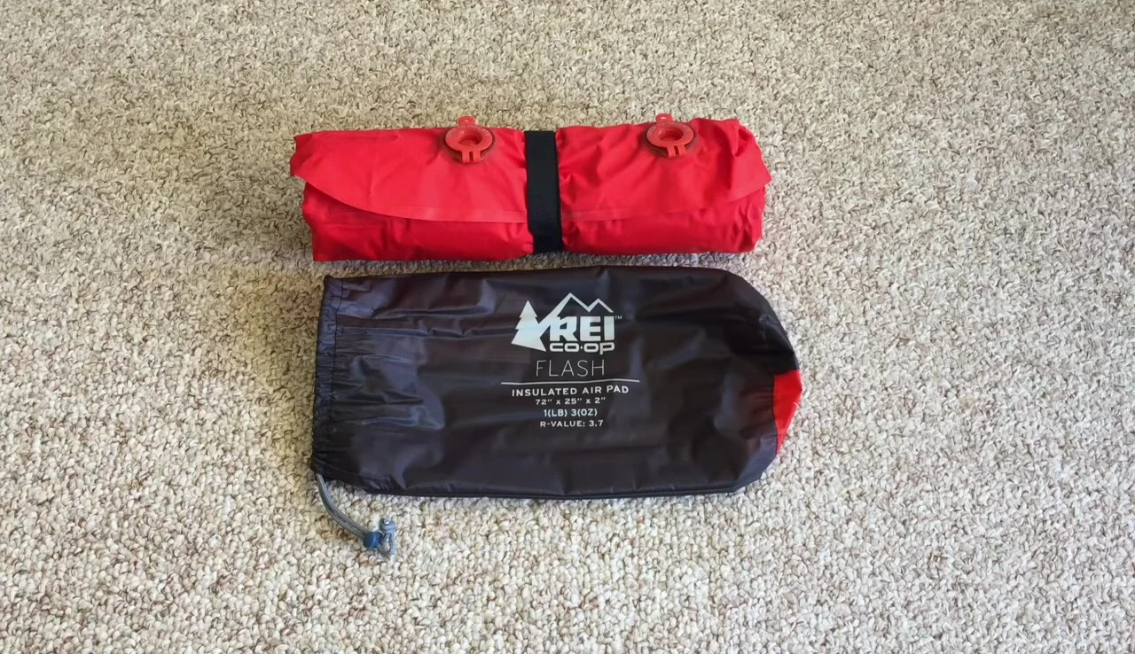Shot emphasizing the improved R-value of the sleeping pad.