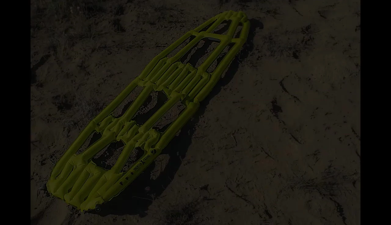 Close-up shot of the Klymit Inertia X Frame sleeping pad showing its dimensions.