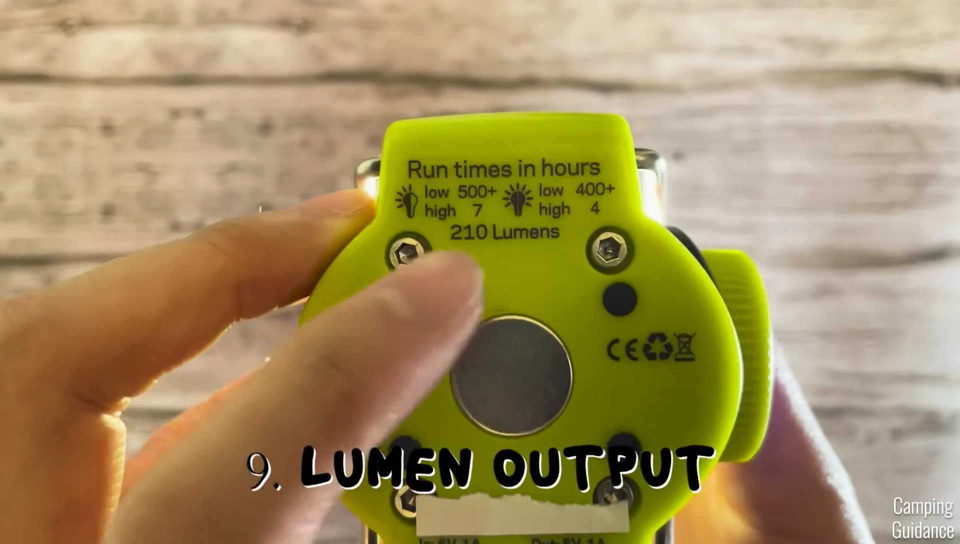 Lumen output displayed on the lantern