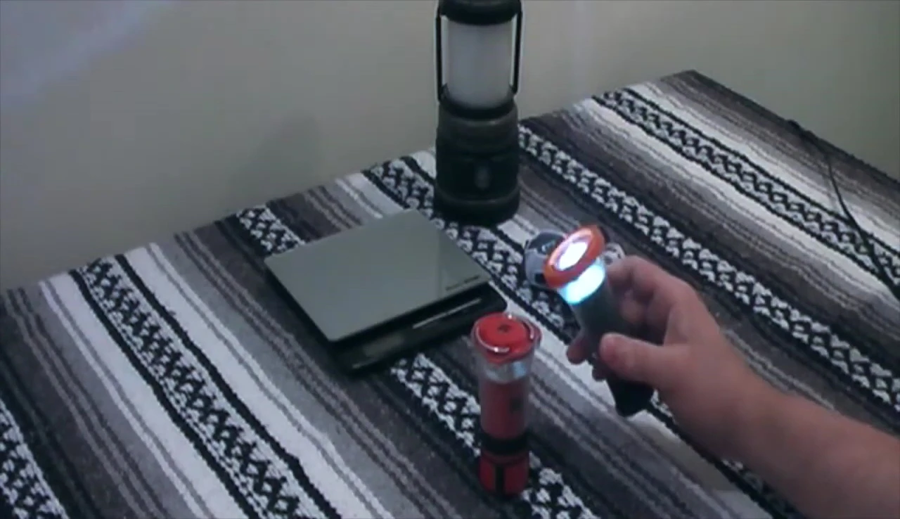 Demonstrating the UCO Clarus as a flashlight.