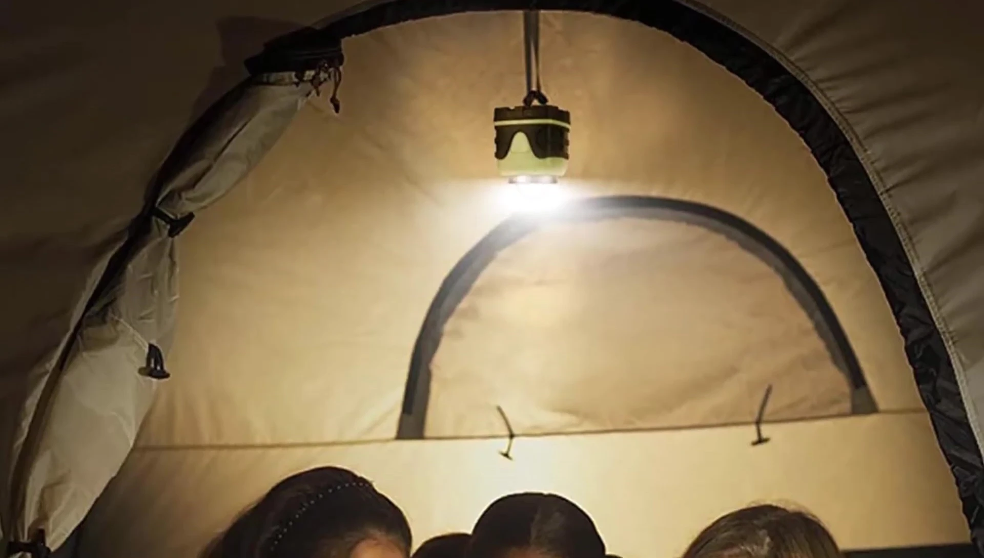 The LED lantern showing its brightness