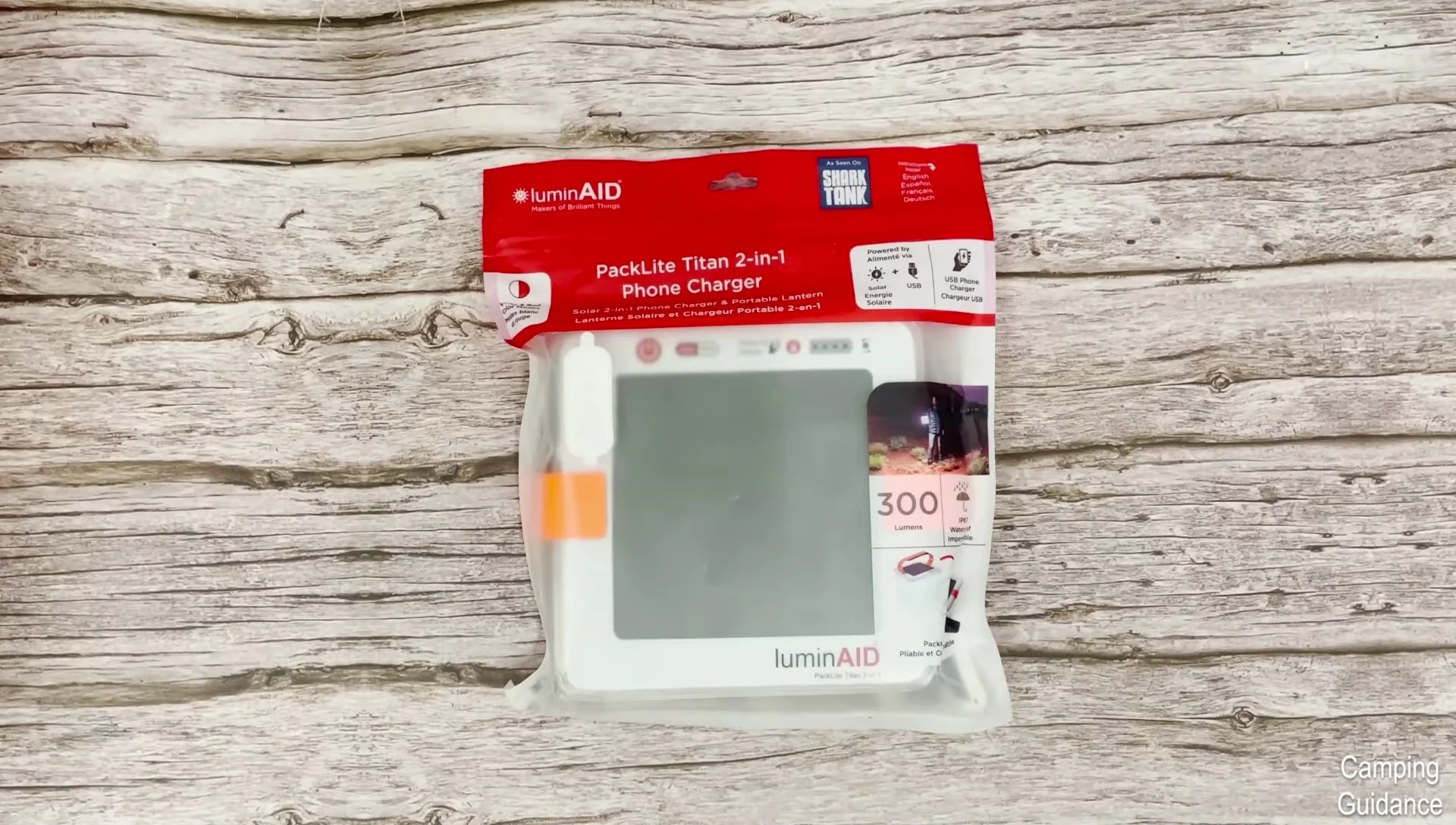 The PackLite Titan in its plastic sleeve packaging.