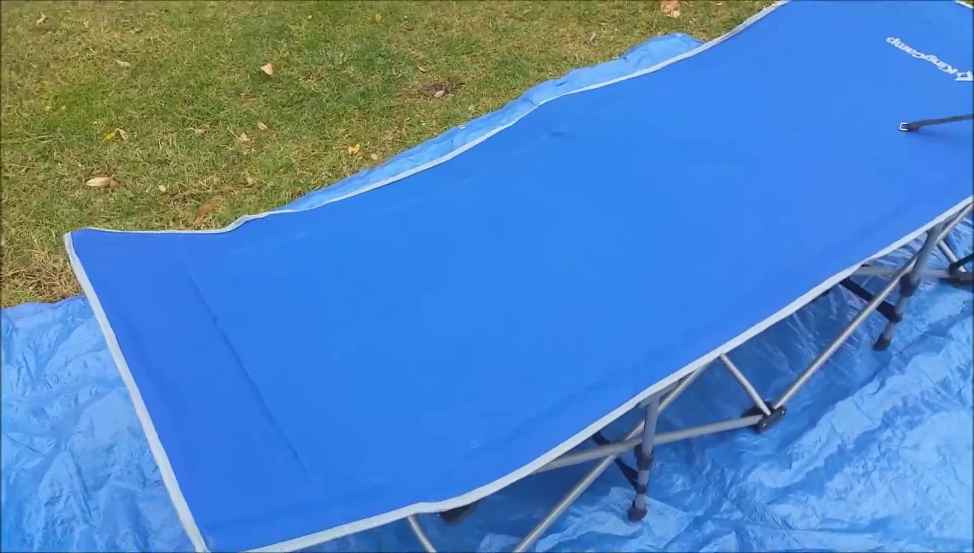The cot set up showing the slight head elevation.