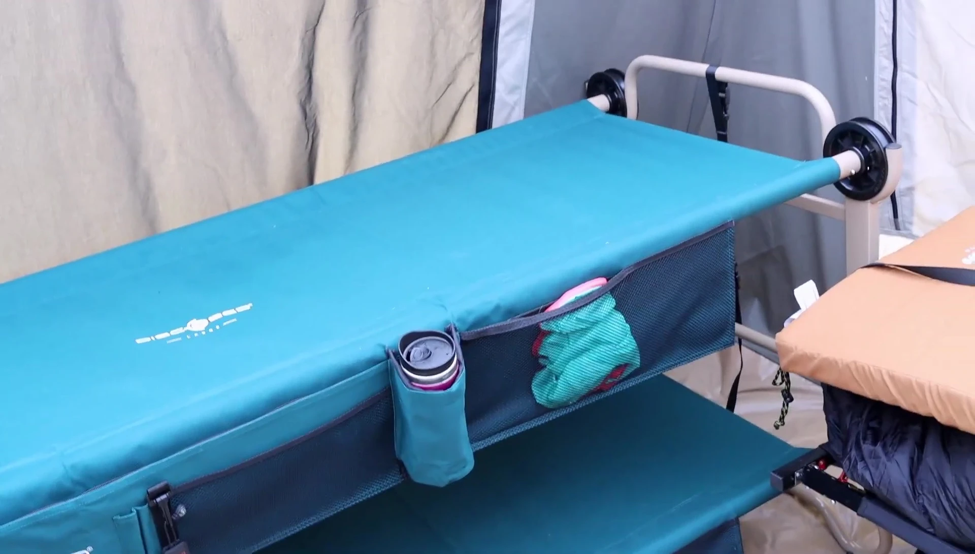 Conversion from bunk bed to bench shown.