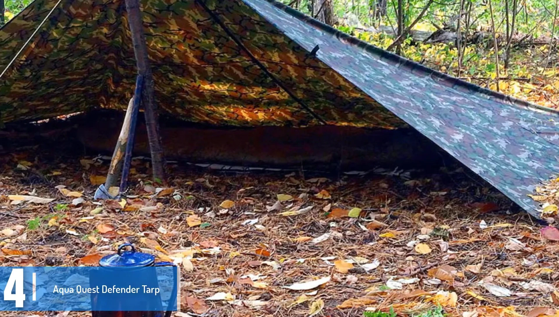 Close-up on the material details of the Aqua Quest Defender Tarp, including the seams.