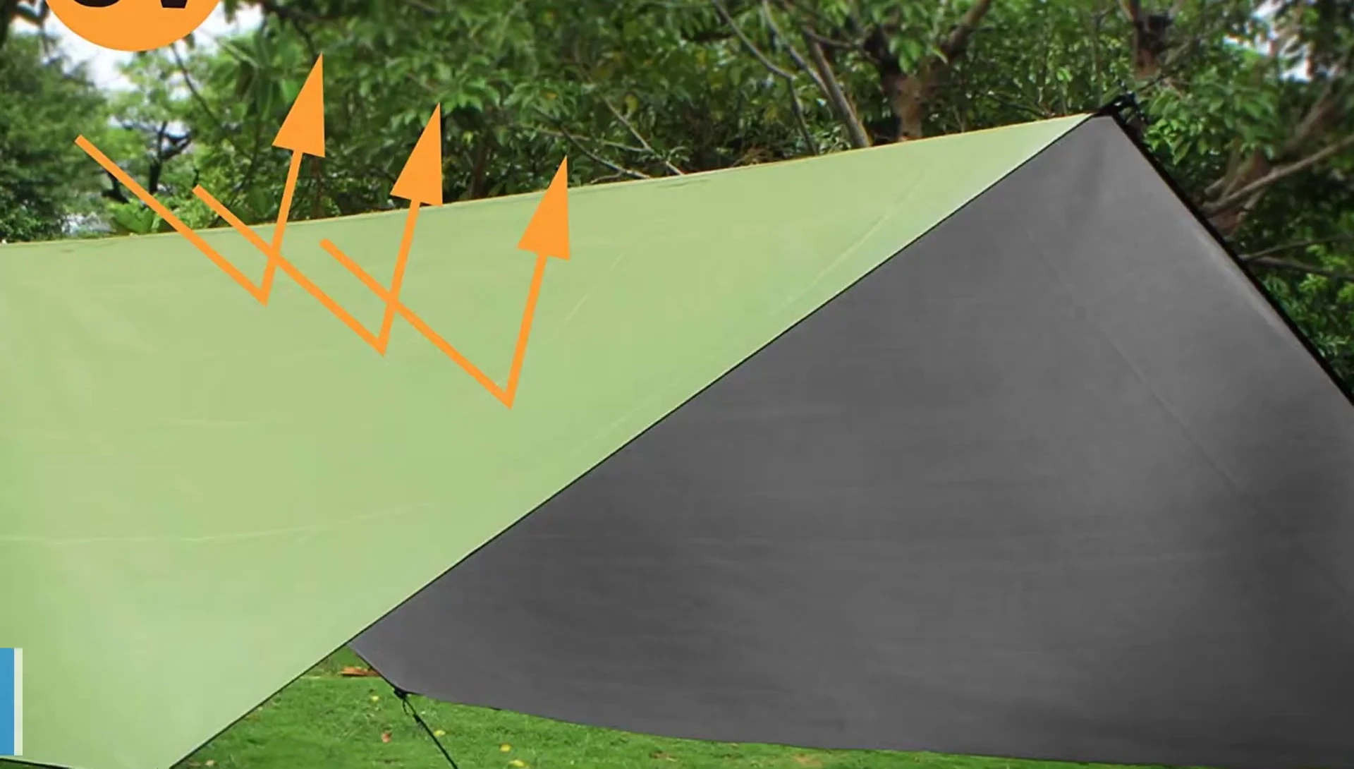 WYY EDG E tarp displayed, showing its size and portability.