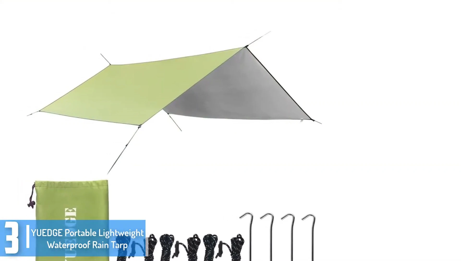 Image showing the dimensions and packability of the WYY EDG E tarp.