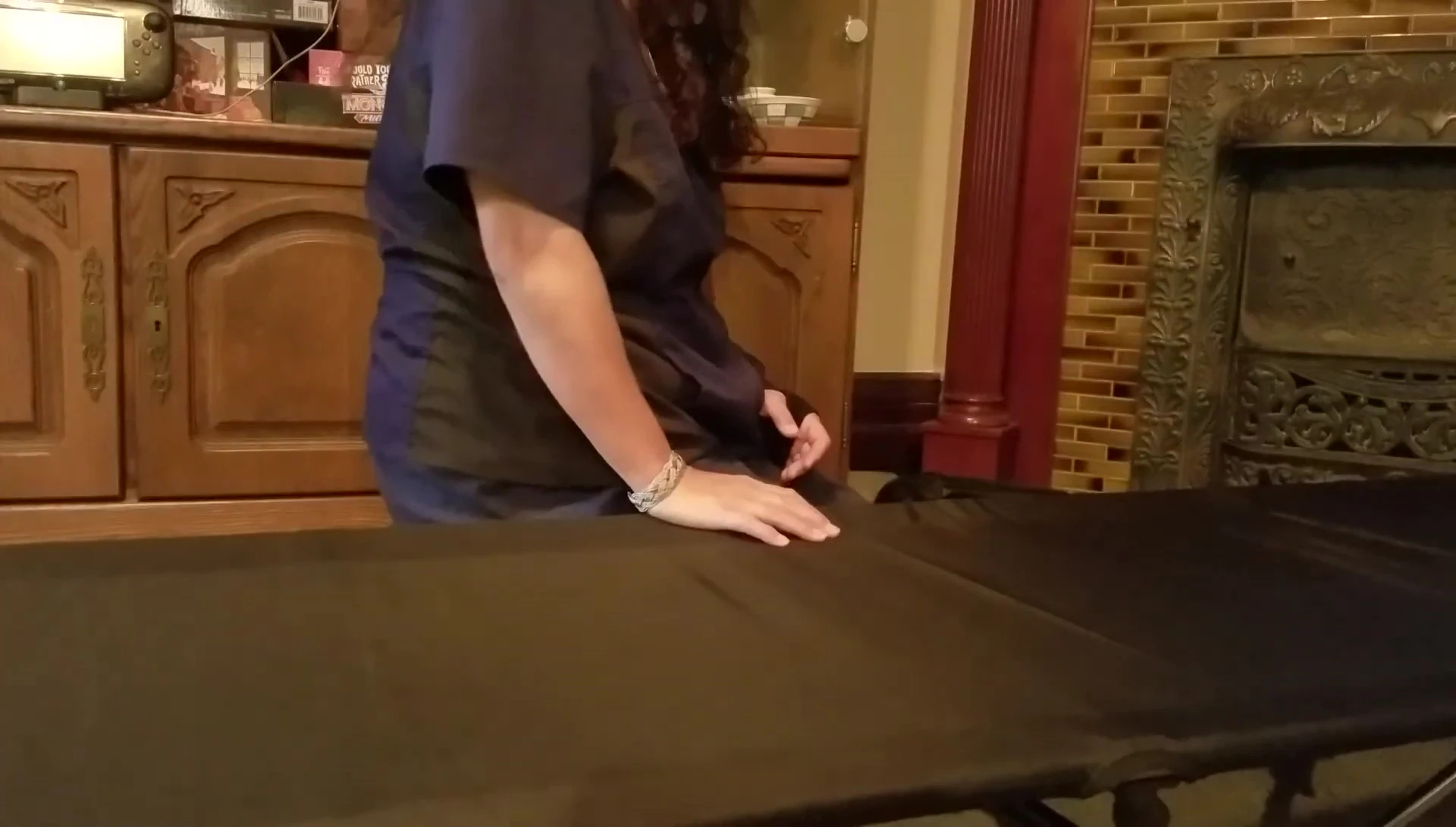 Beginning the process of taking the cot apart.