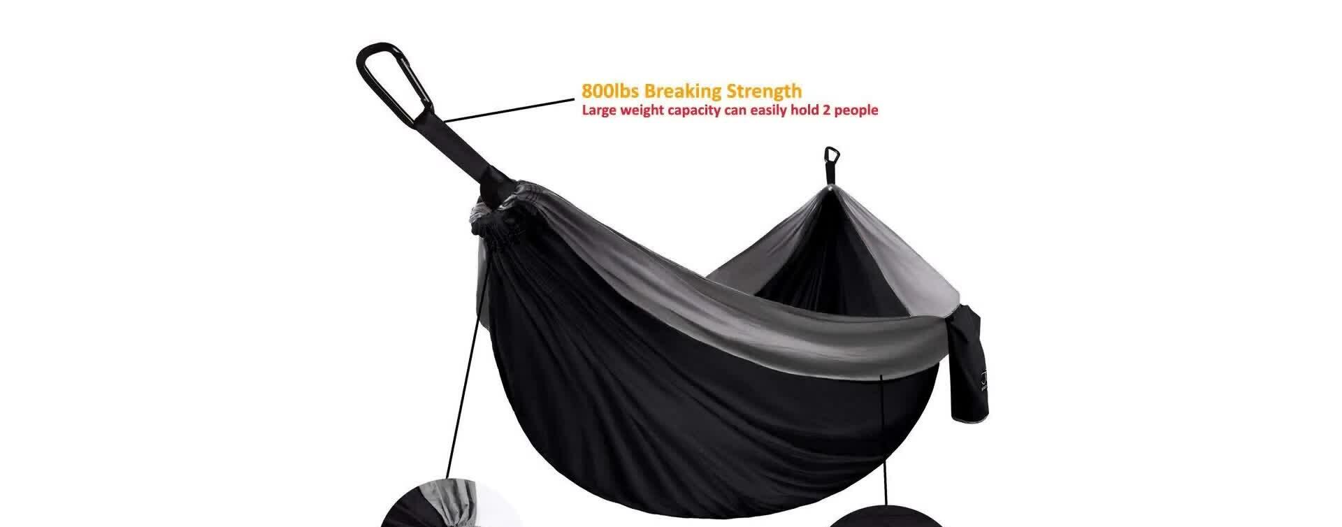 Overall shot of the hammock highlighting its features.