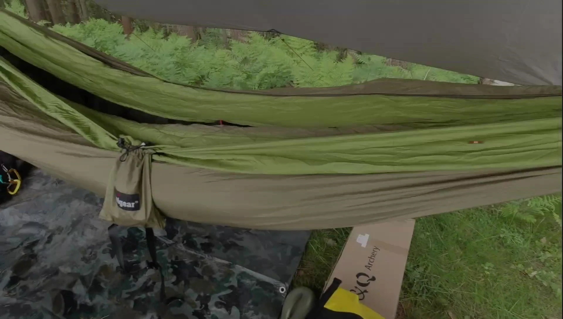 The reviewer swapping the hammocks.