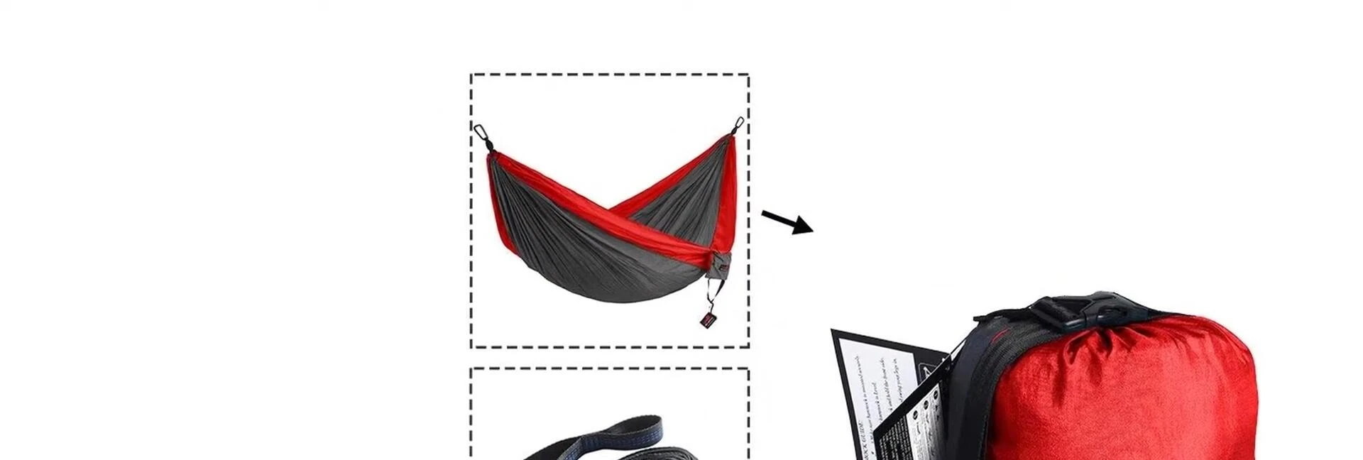 Hammock being packed into its stuff sack