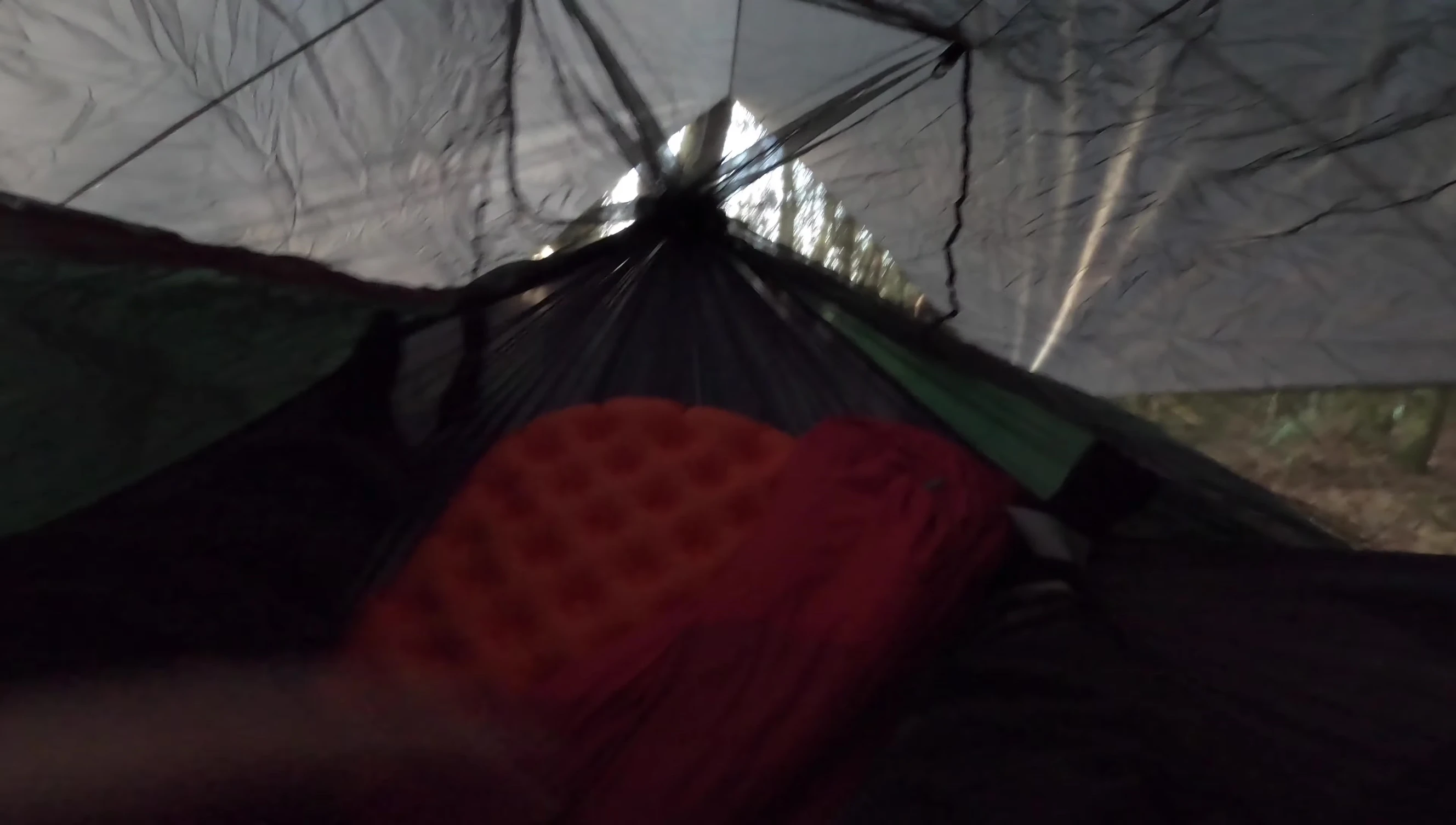 Inside the hammock, showing the spaciousness.
