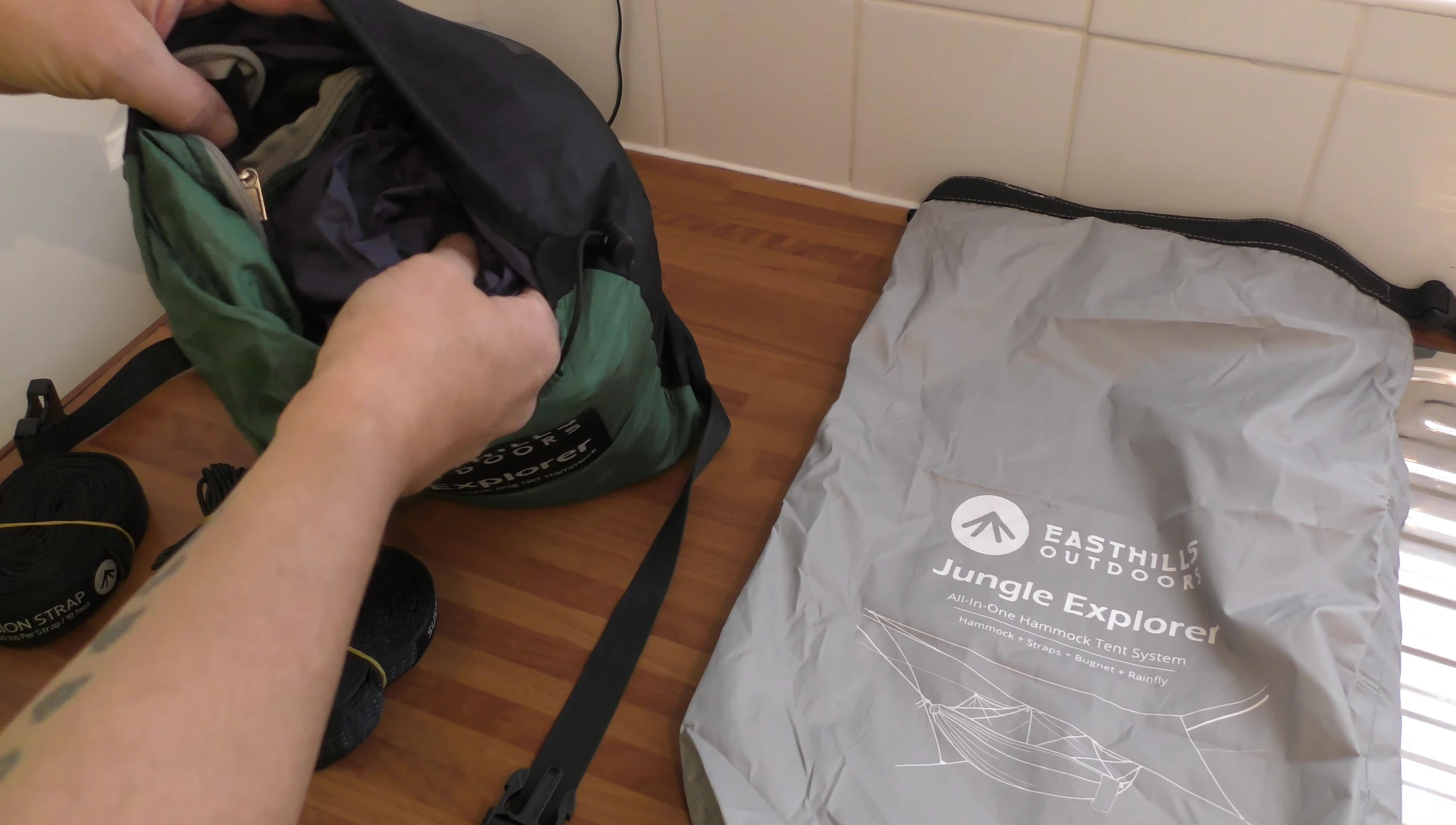 The hammock inside its stuff sack.