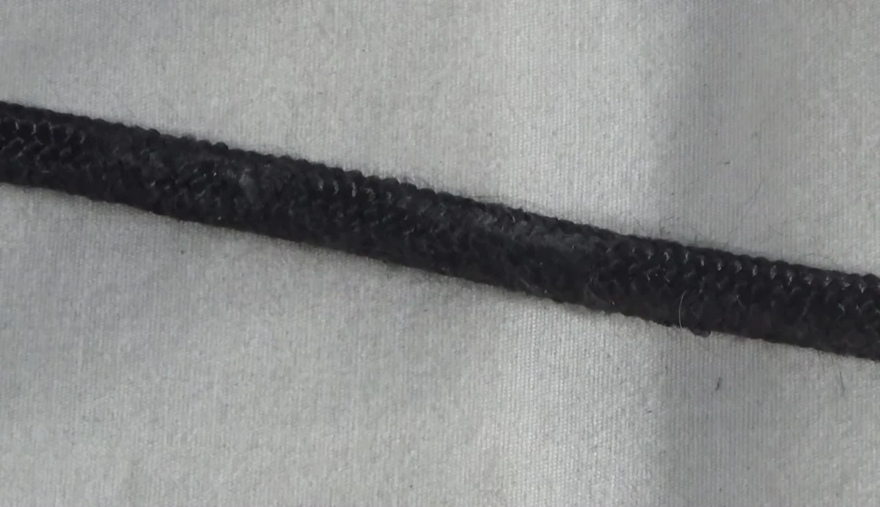 Close-up of the rope showing signs of fraying after one use.