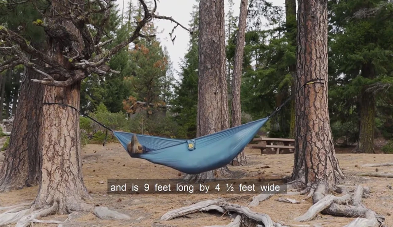 Close-up shot of the hammock's dimensions and softness