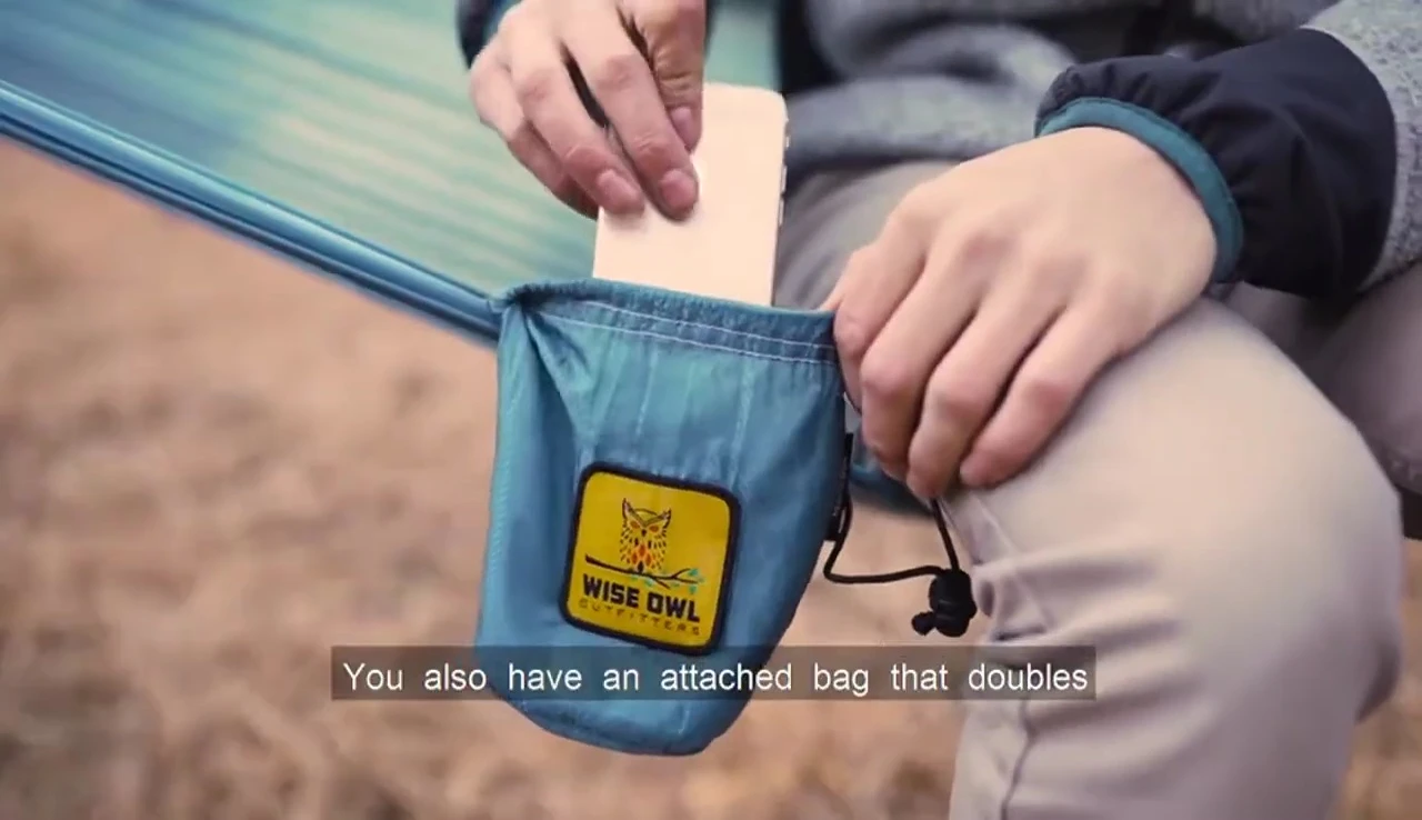 Showing the integrated stuff sack.