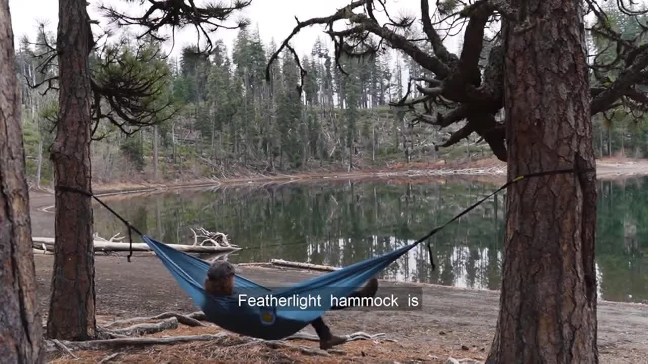 Close-up of the Feather Light Hammock showcasing its compact size.