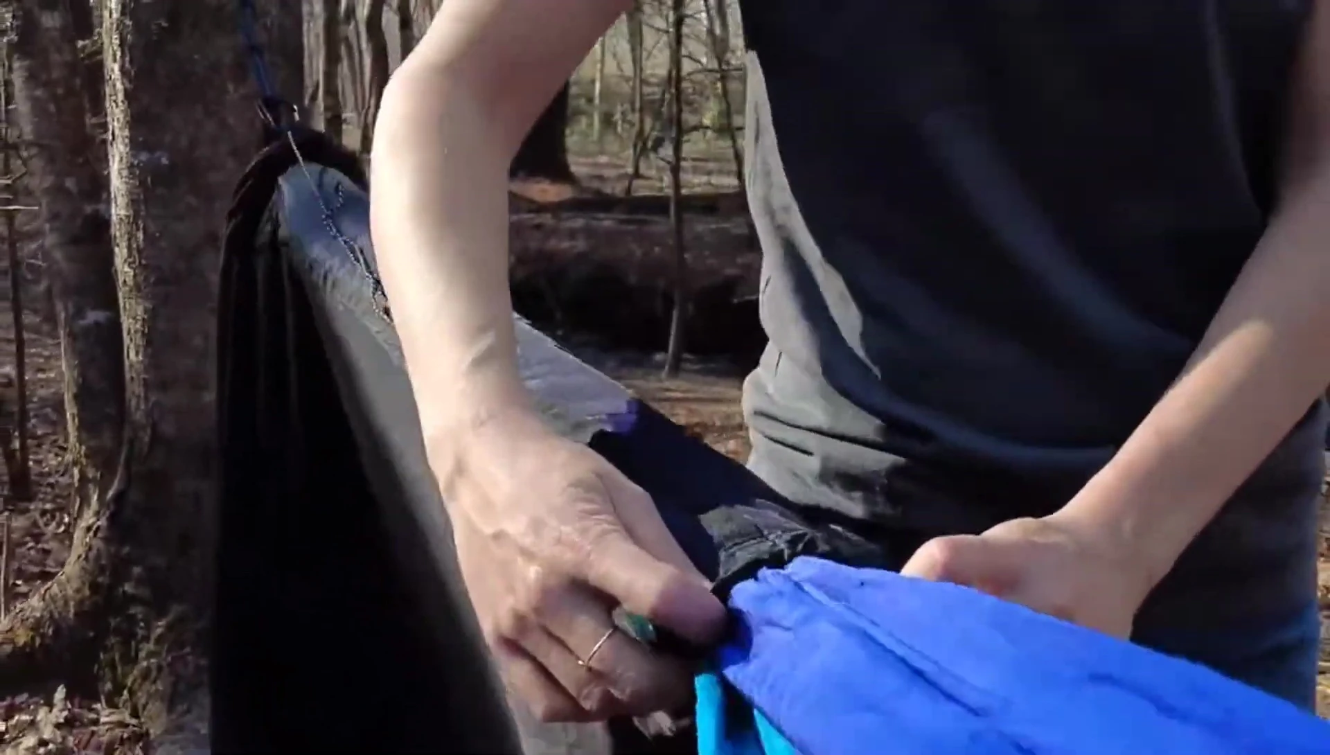 Close-up of the ENO Guardian Bug Net mesh and zipper