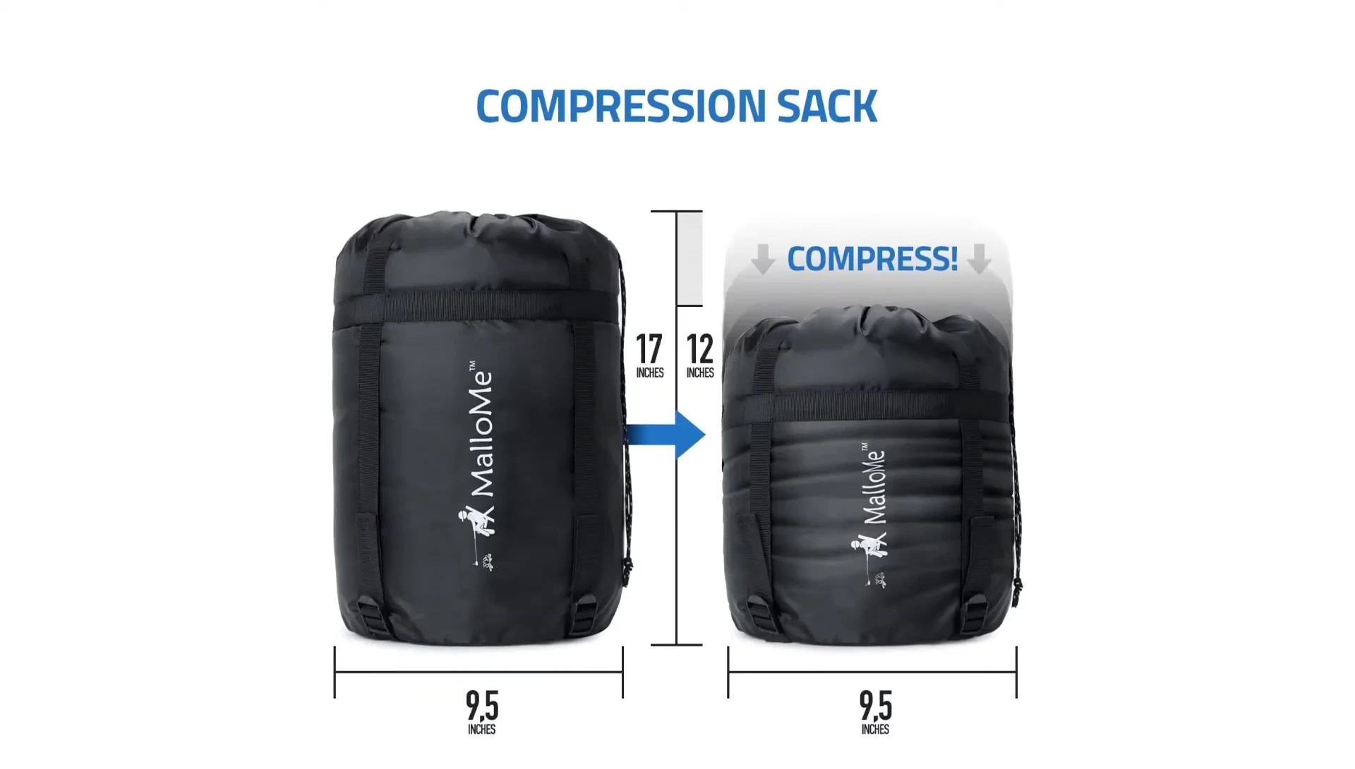 The Melon sleeping bag being packed into its compression sack