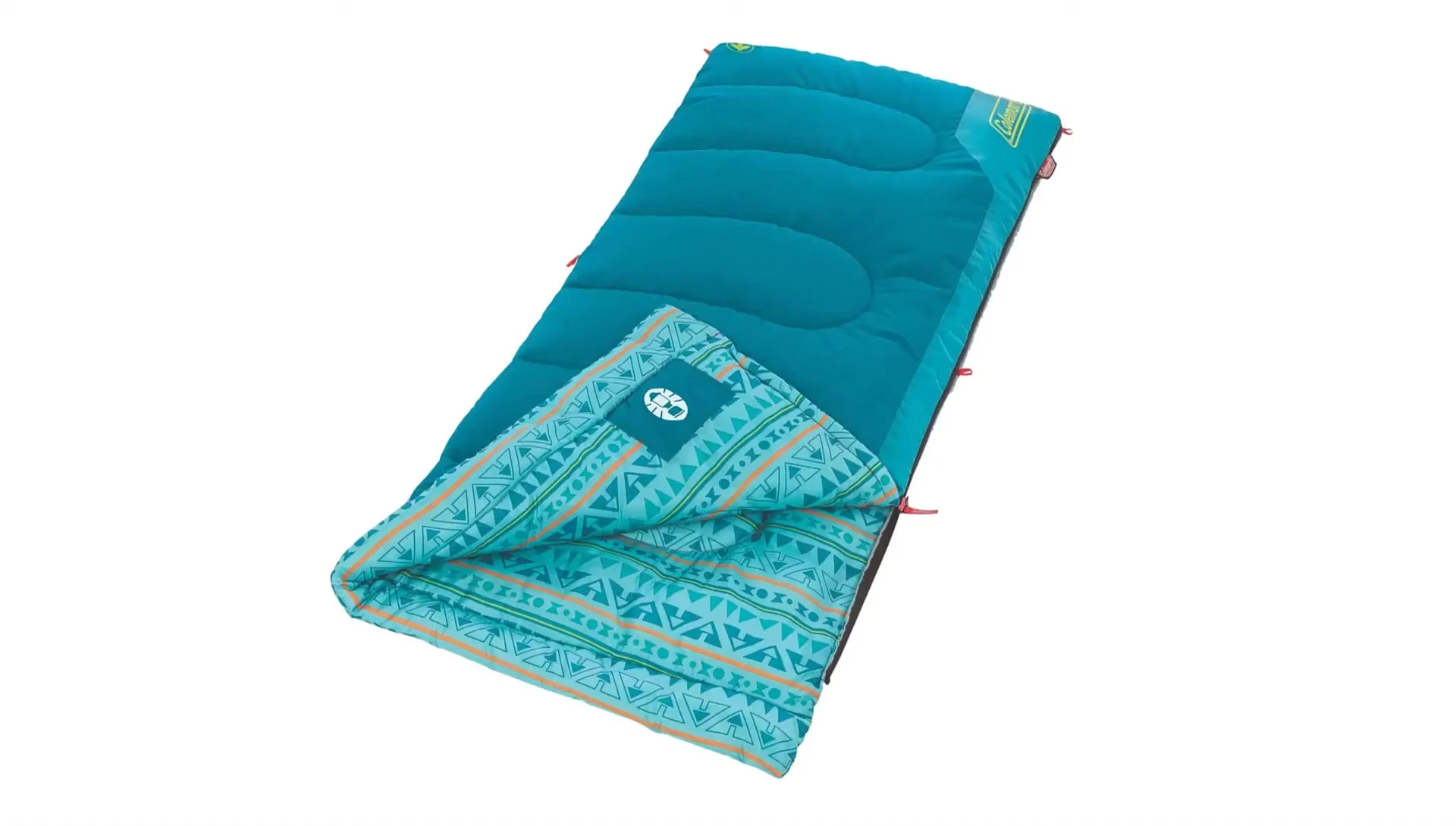 The Coleman Kids' sleeping bag shown in various colors
