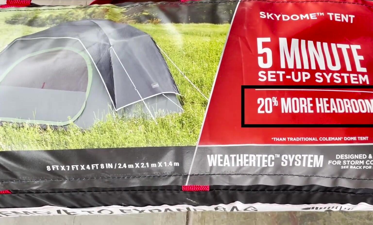 Comparing the headroom of the Coleman Skydome tent.