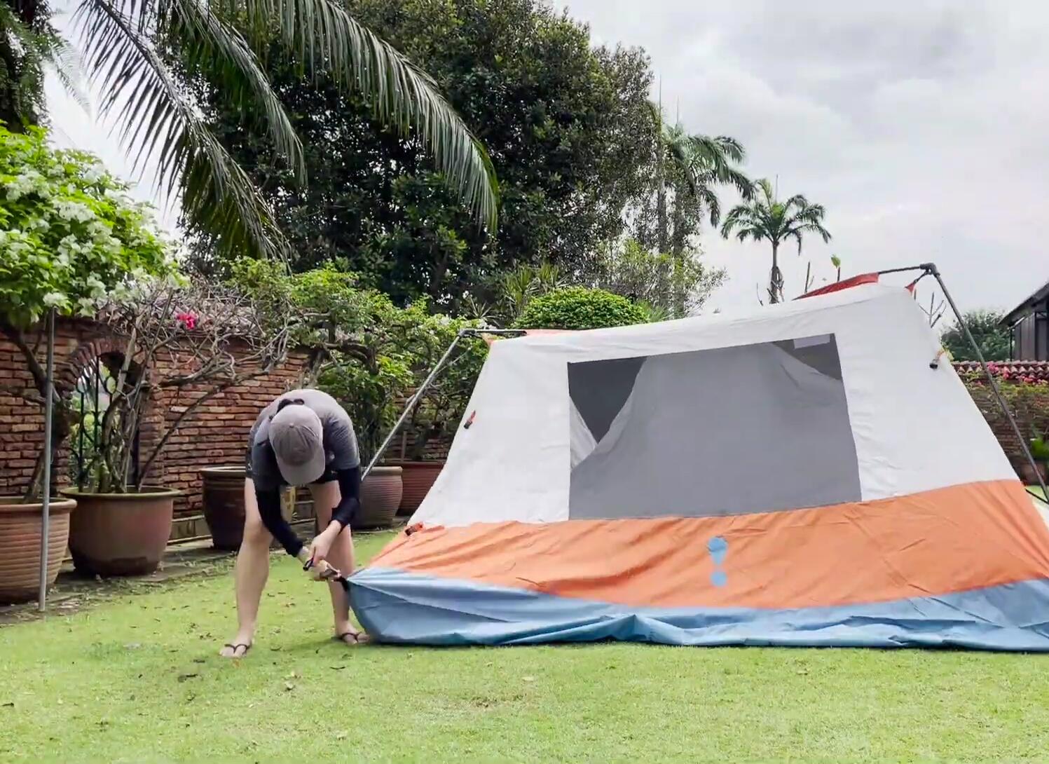 The almost fully assembled Eureka Copper Canyon LX6 tent