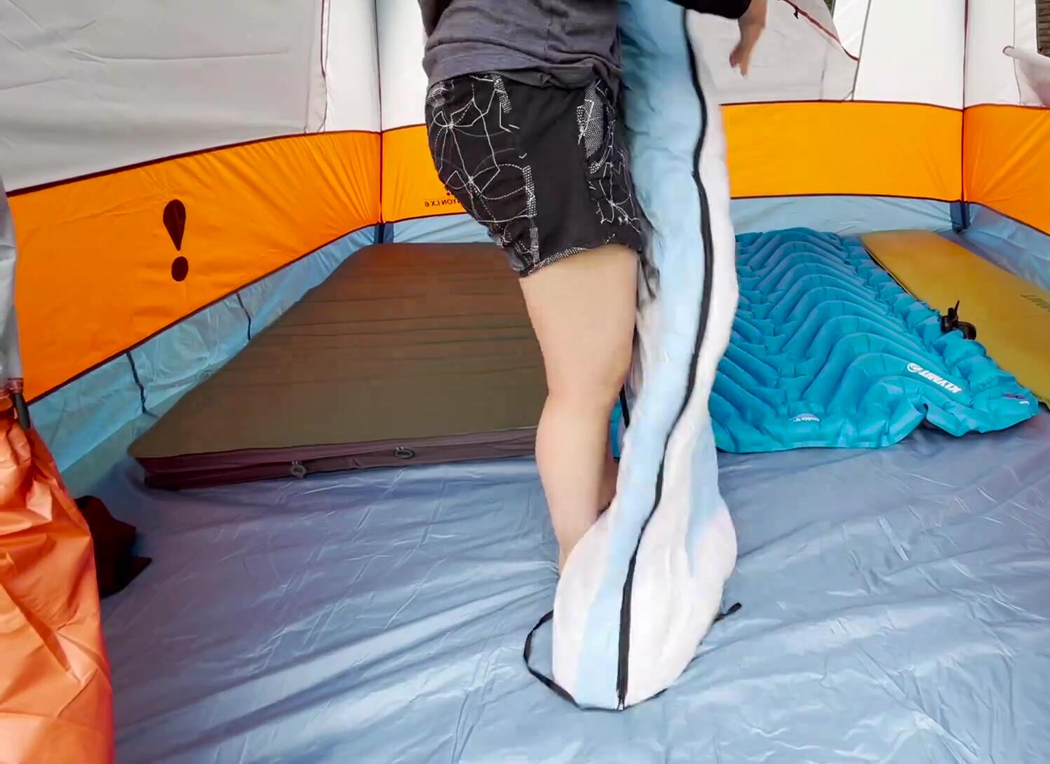 Six sleeping pads inside the Eureka Copper Canyon LX6 tent
