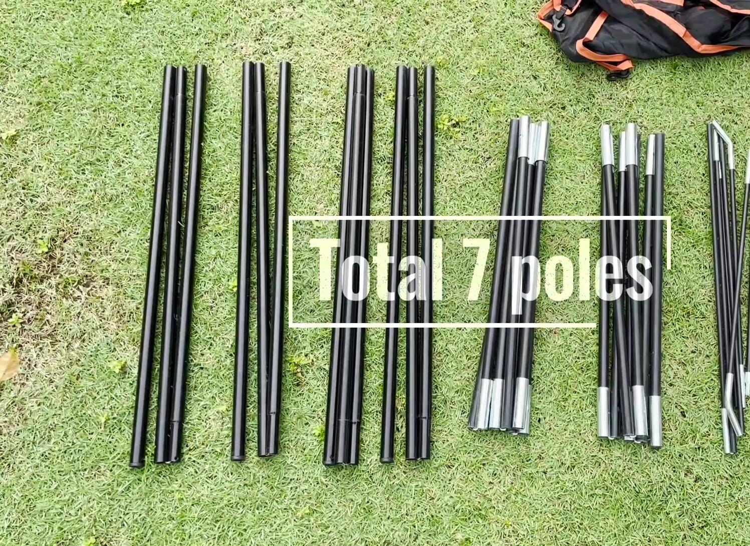 The seven poles included with the Eureka Copper Canyon LX6 tent