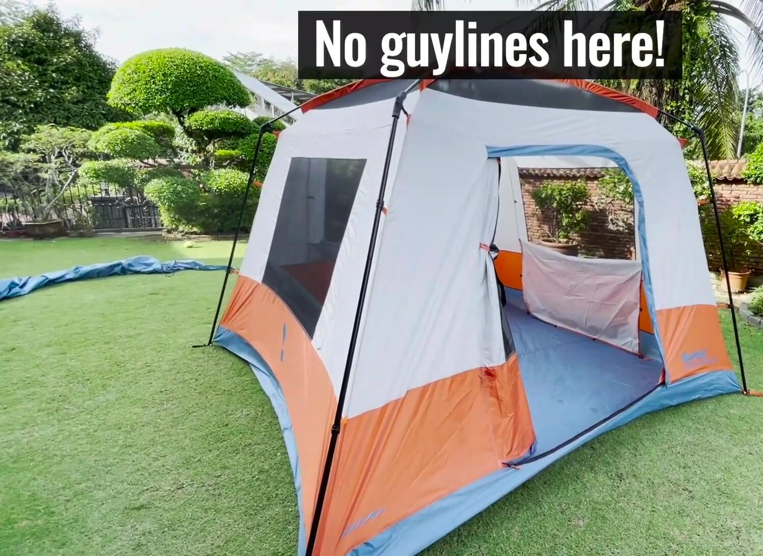 The tent shaking in a light breeze even when staked down