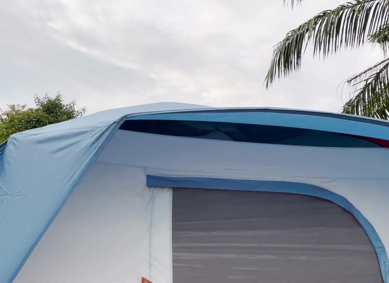 Gap between the rainfly and ceiling mesh, potential point of water entry
