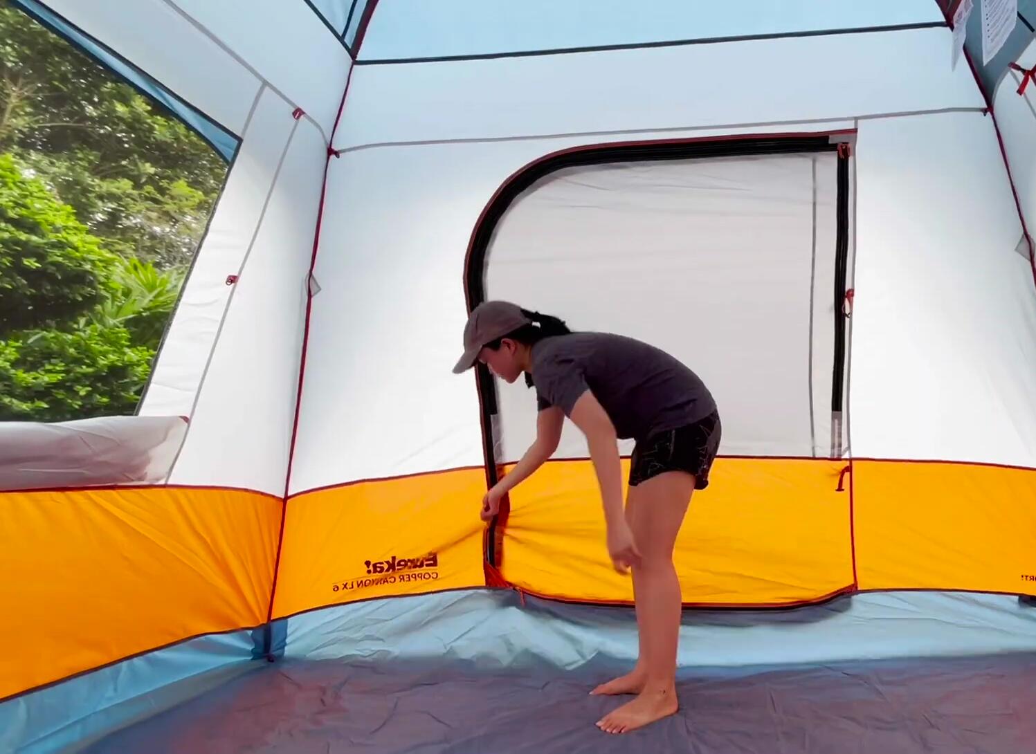 The door of the Eureka Copper Canyon LX6 tent