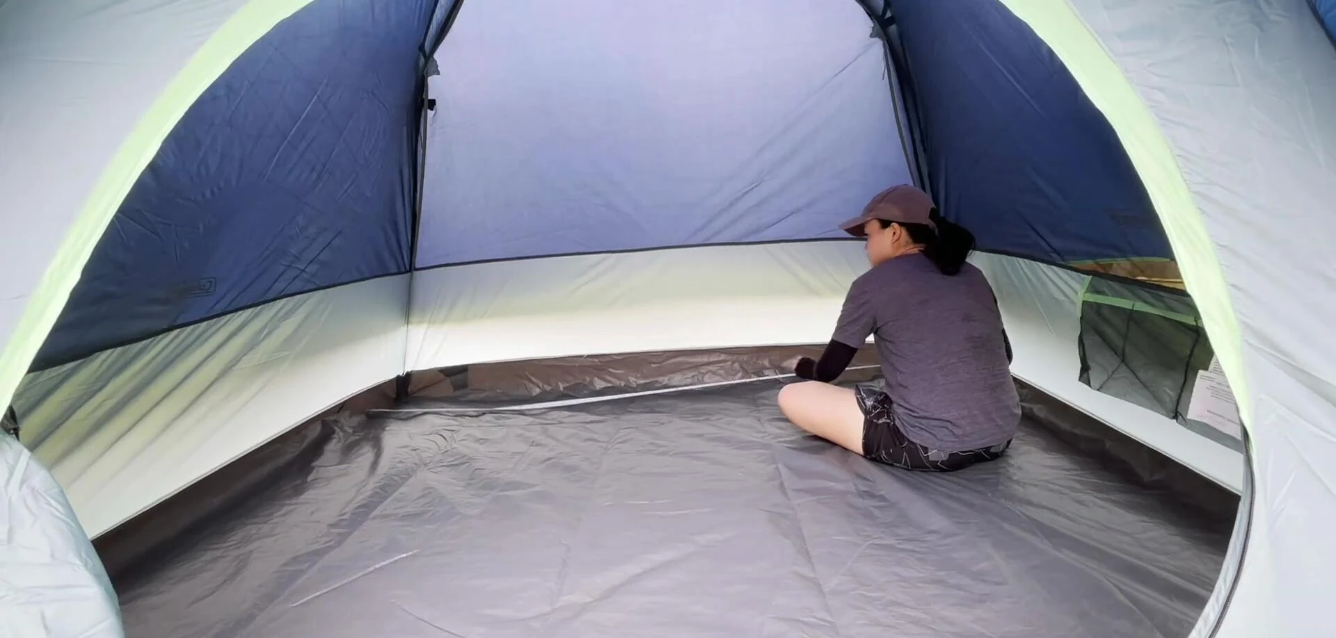Interior view of the tent showing dimensions