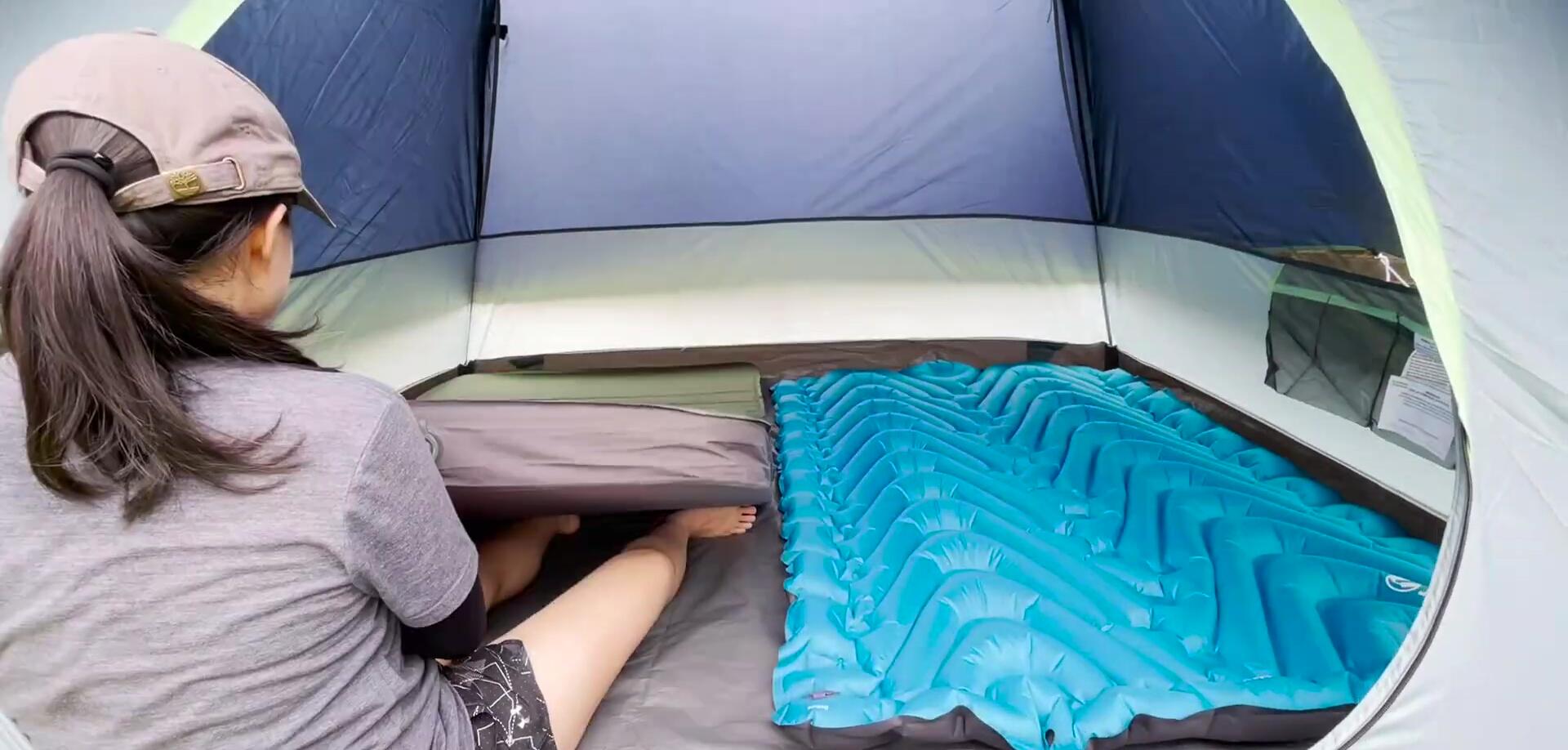 Two double sleeping pads inside the tent