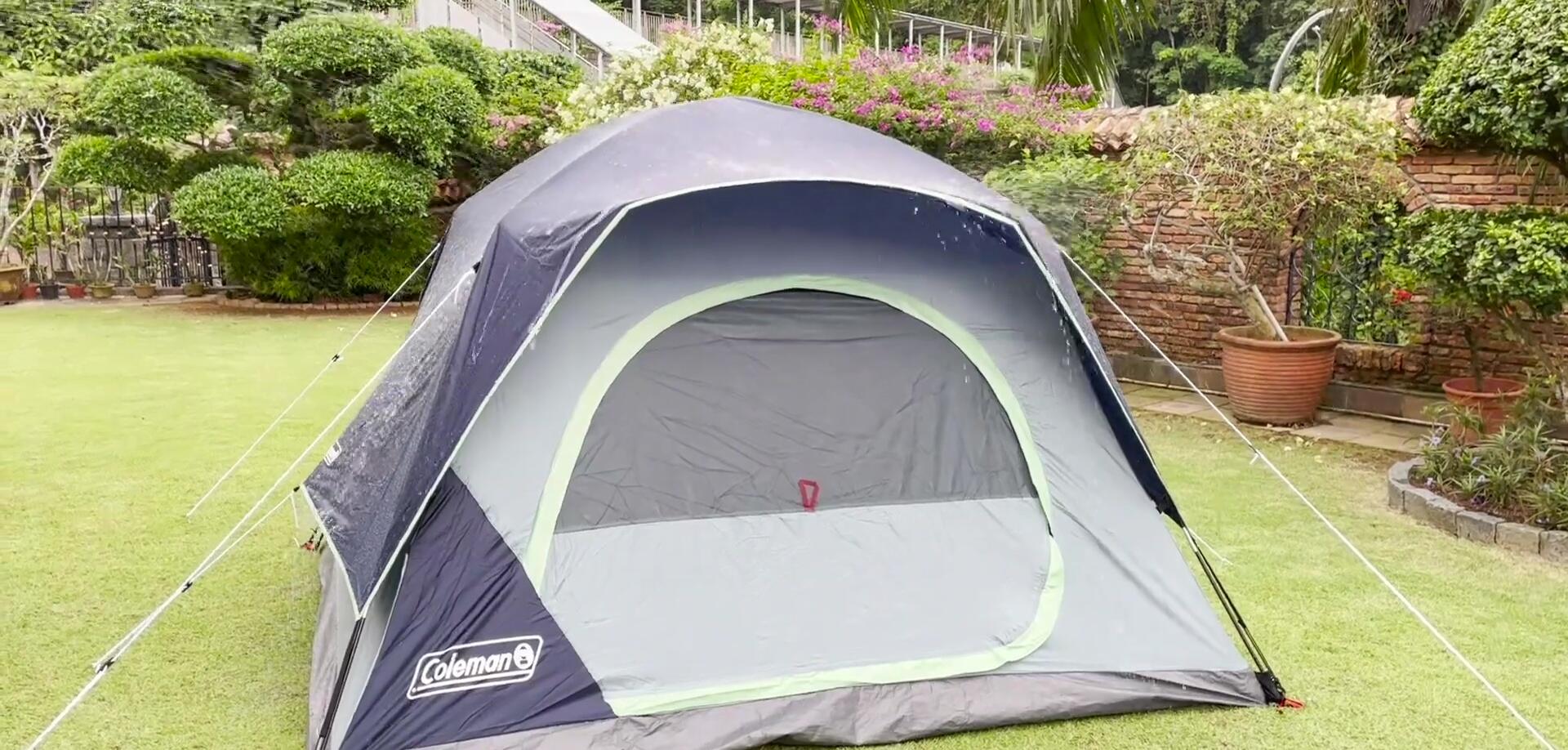 Rain water running off the tent