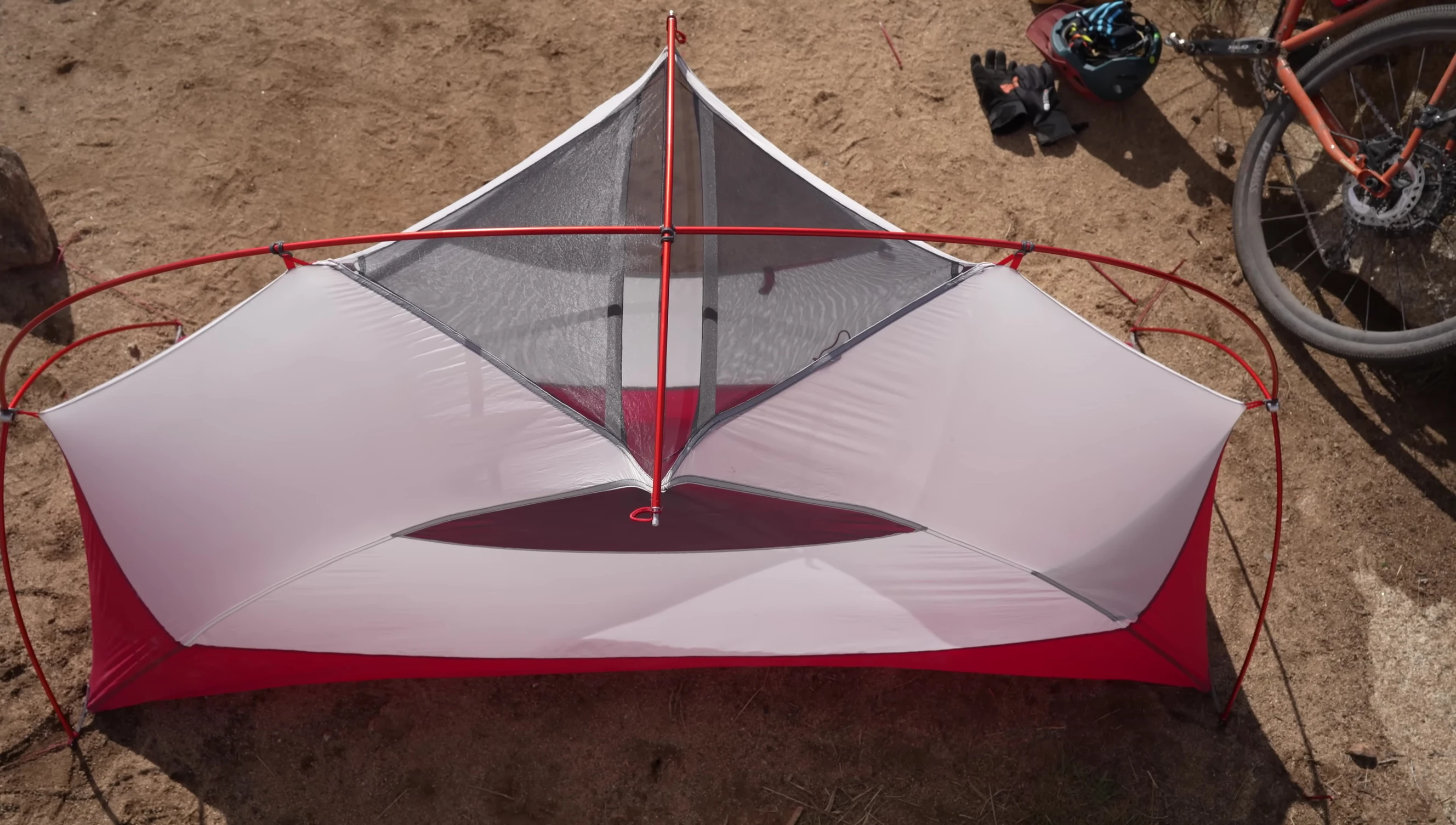 Detail shot of the tent zipper.