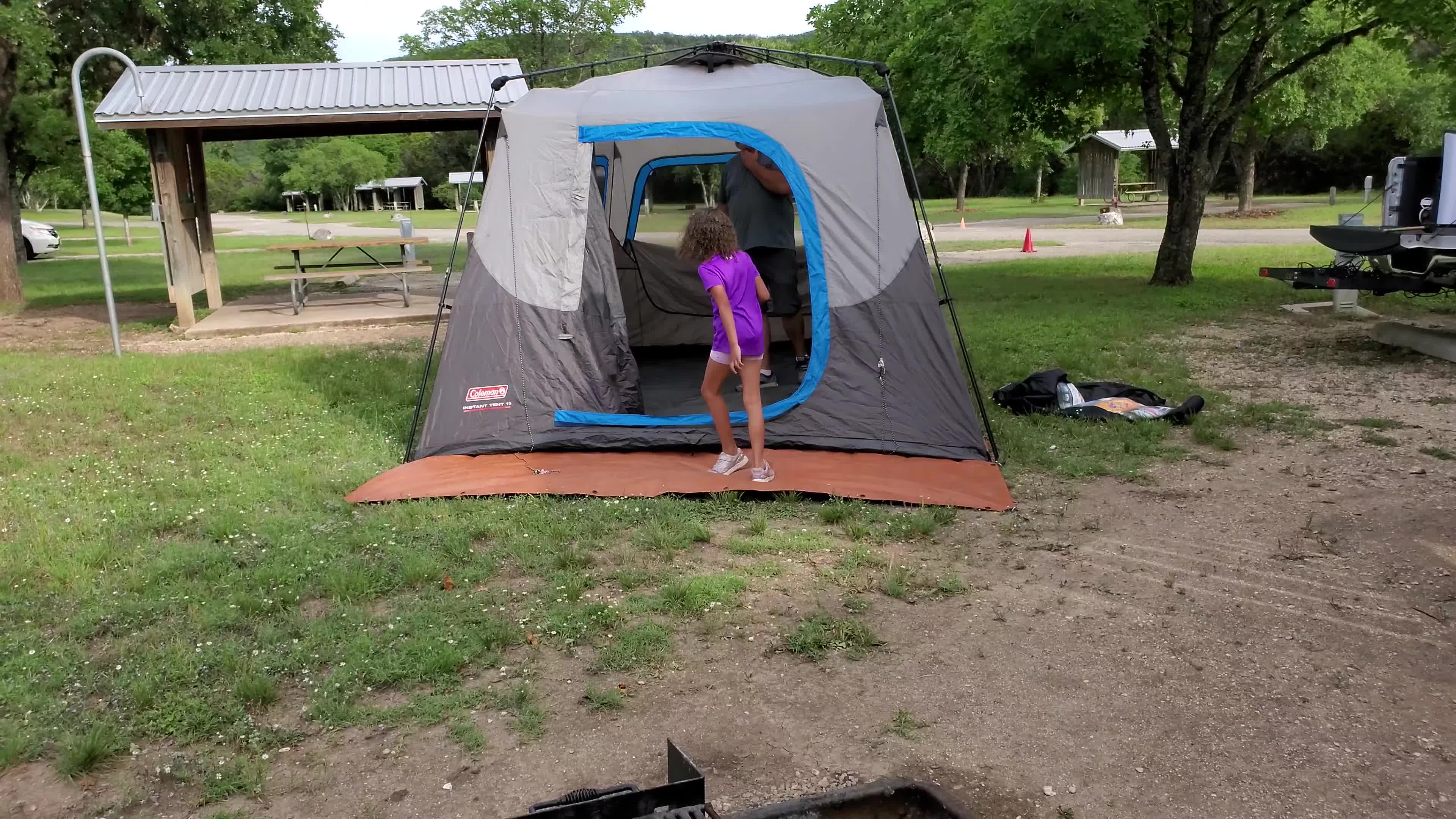 Close-up of the Coleman 10-person instant tent
