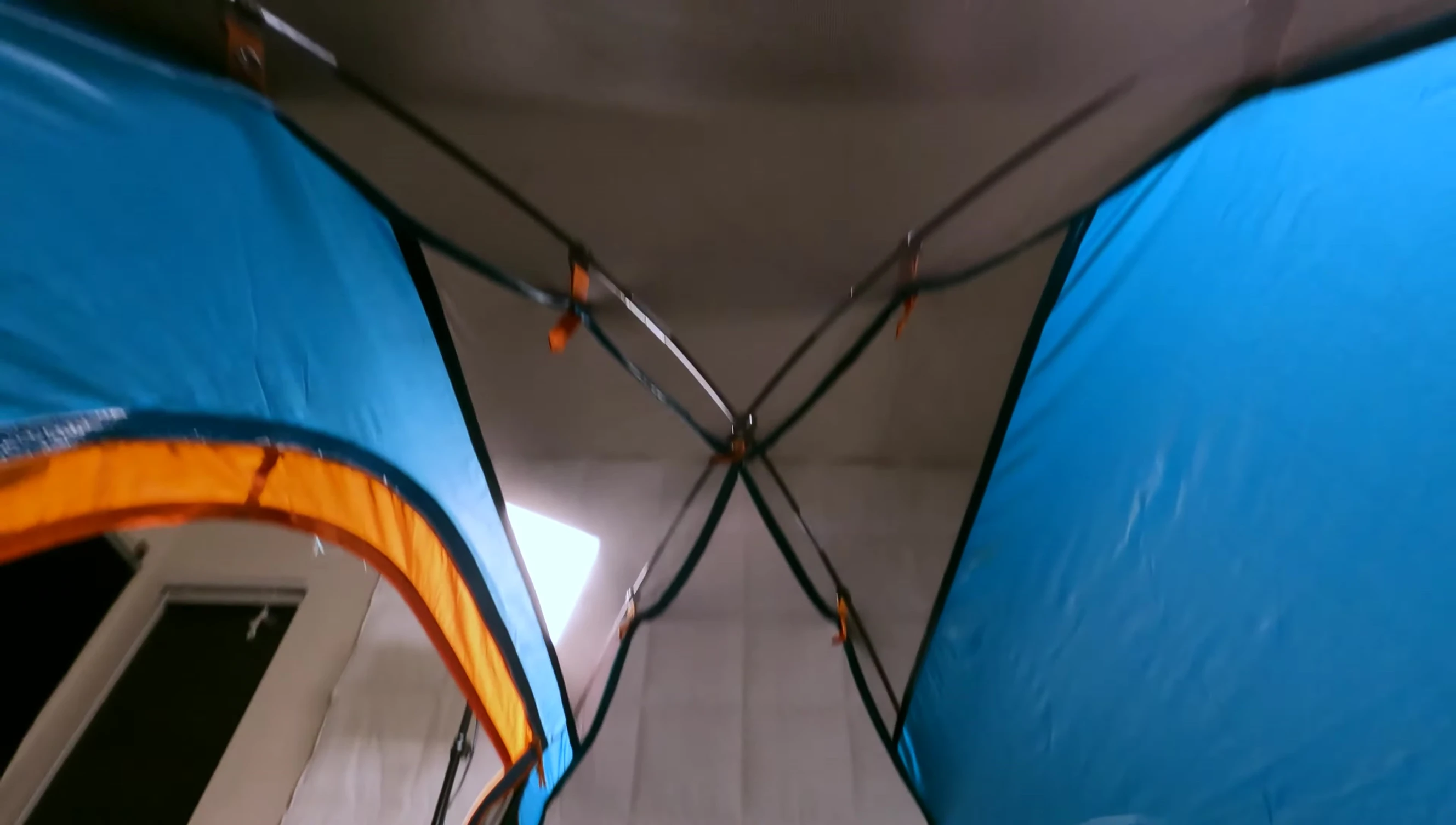 Mesh panels inside the tent.