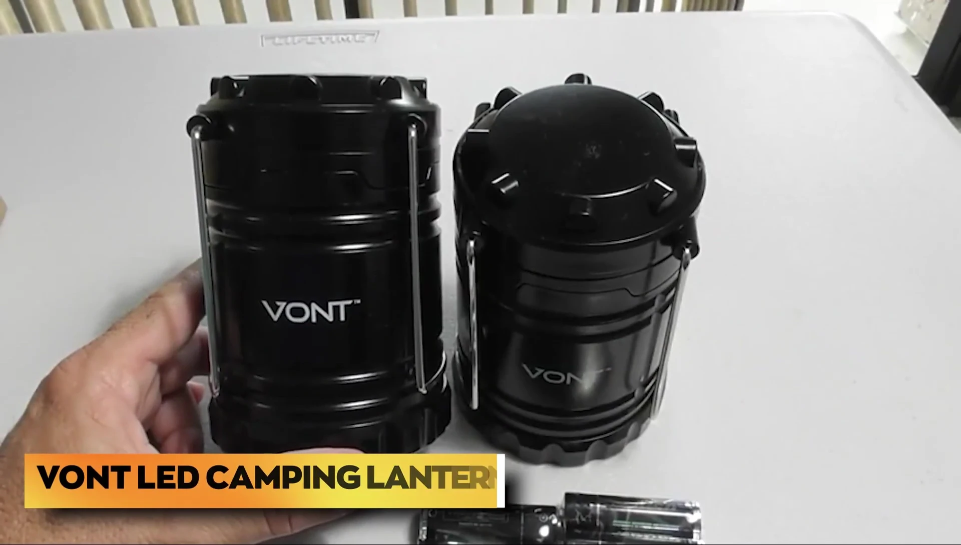 Close-up of the Vont LED camping lantern.