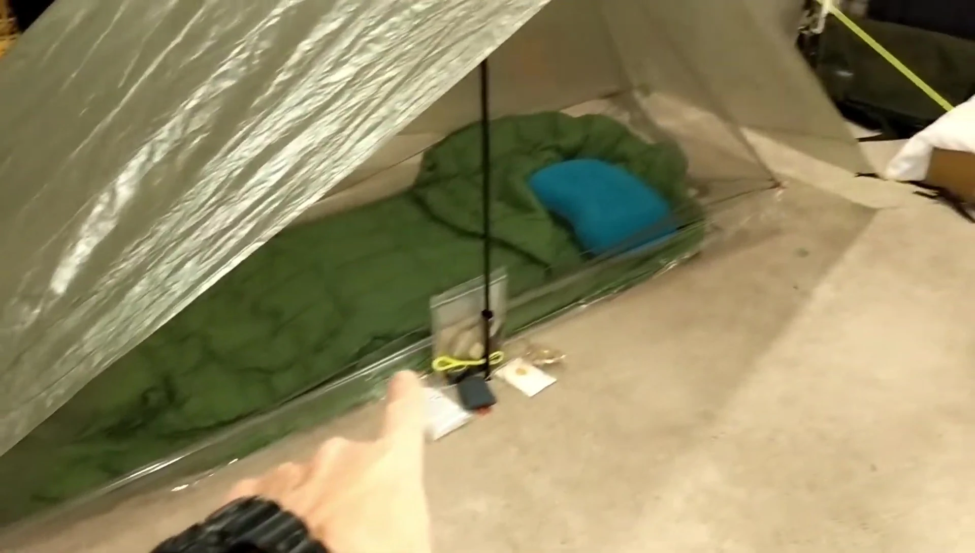 Close-up of the Polycryo sheet used for the bathtub floor modification.