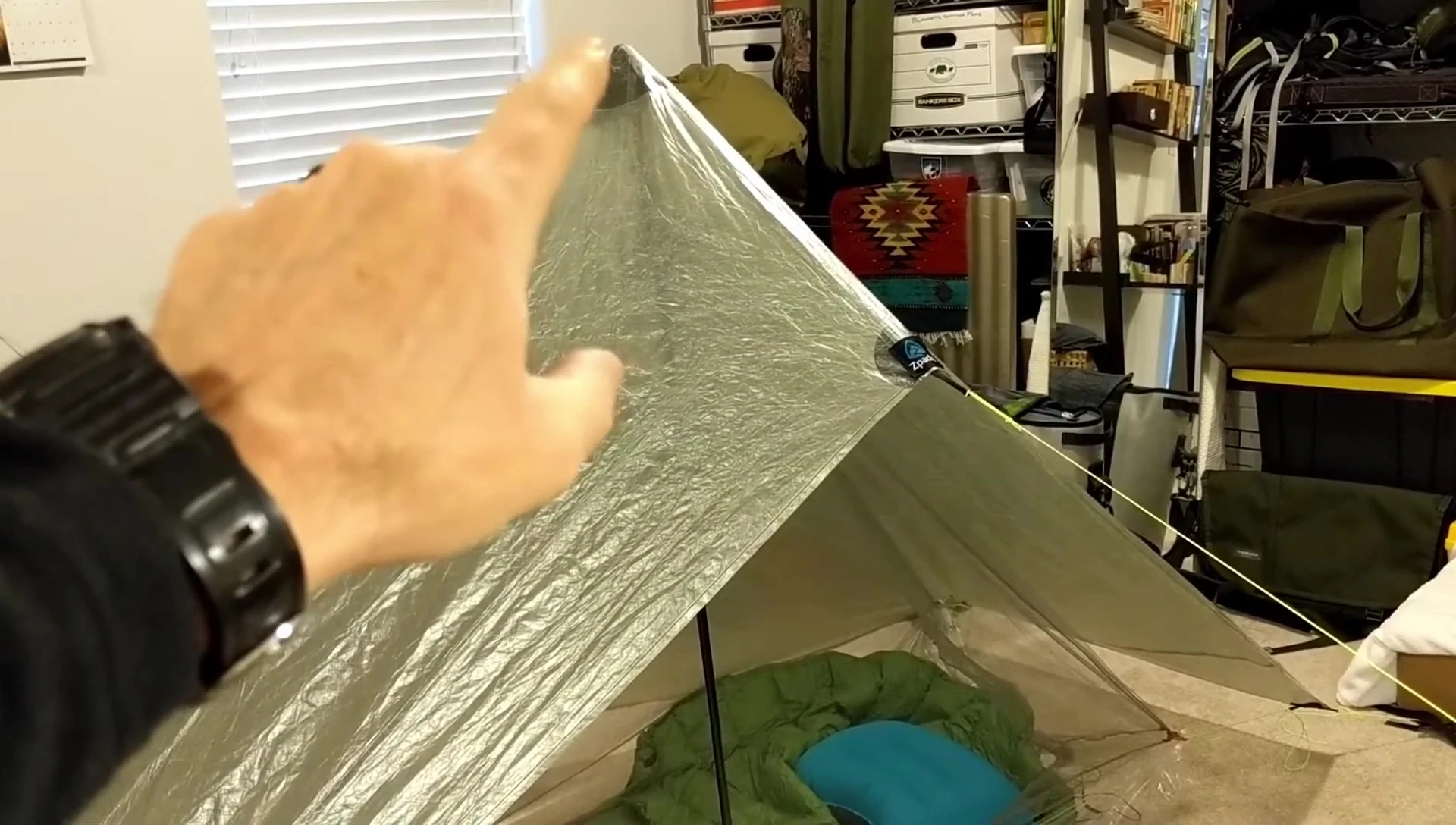 Visual representation of the off-center peak of the tarp.