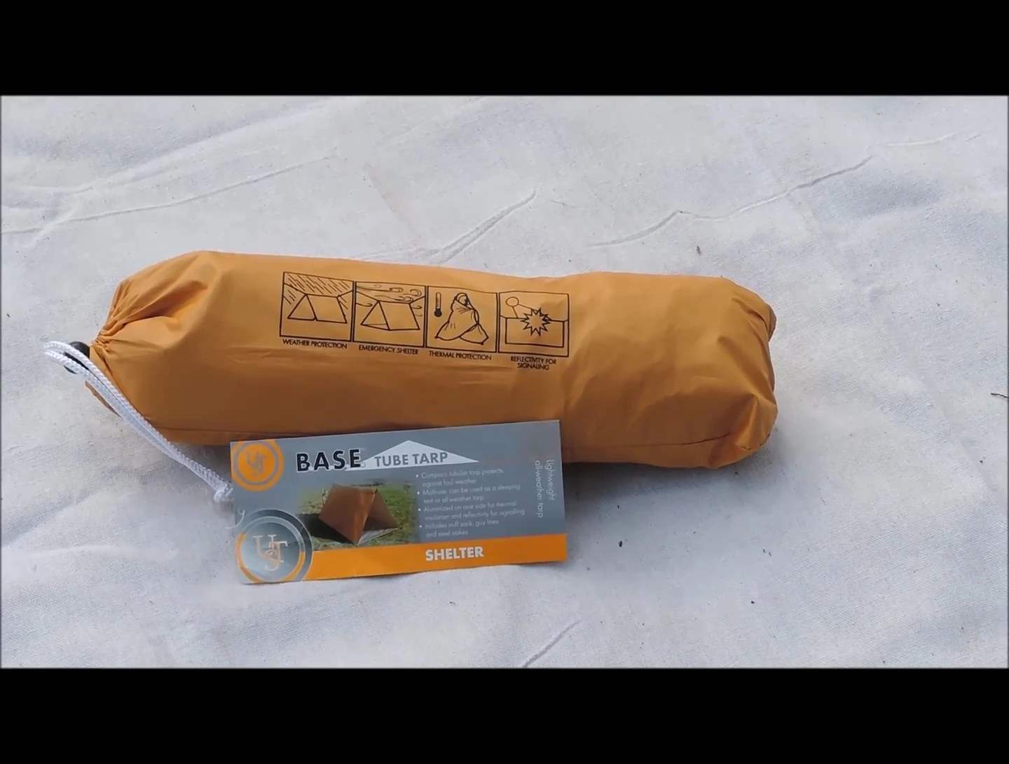 The tarp packed back into its stuff sack.