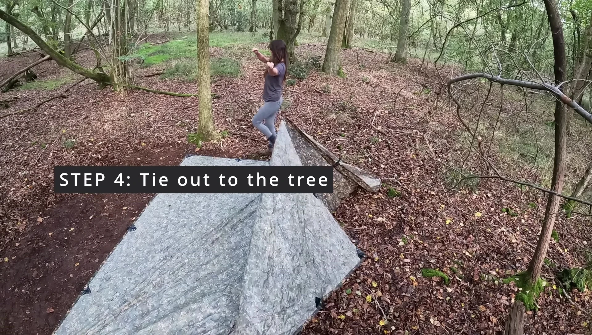 Attaching the back to the tree and securing the side flaps