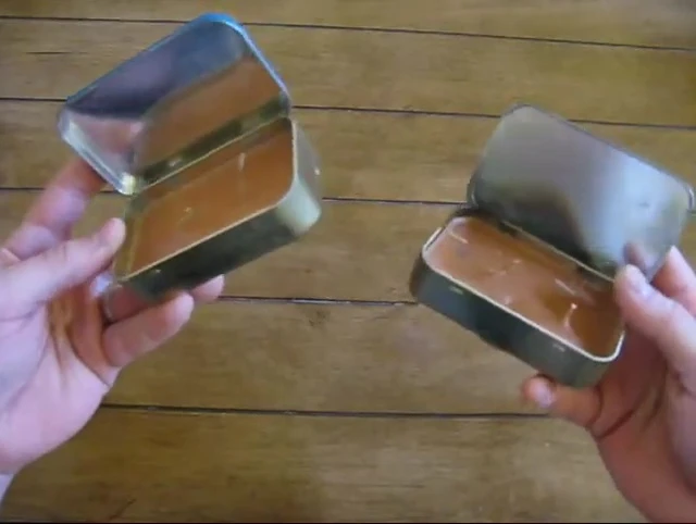 Final shots of the completed Altoids tin candles.