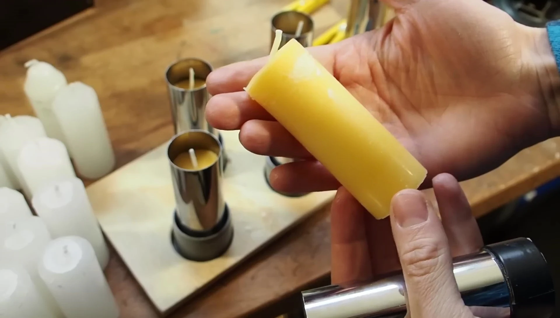 Finished beeswax candle